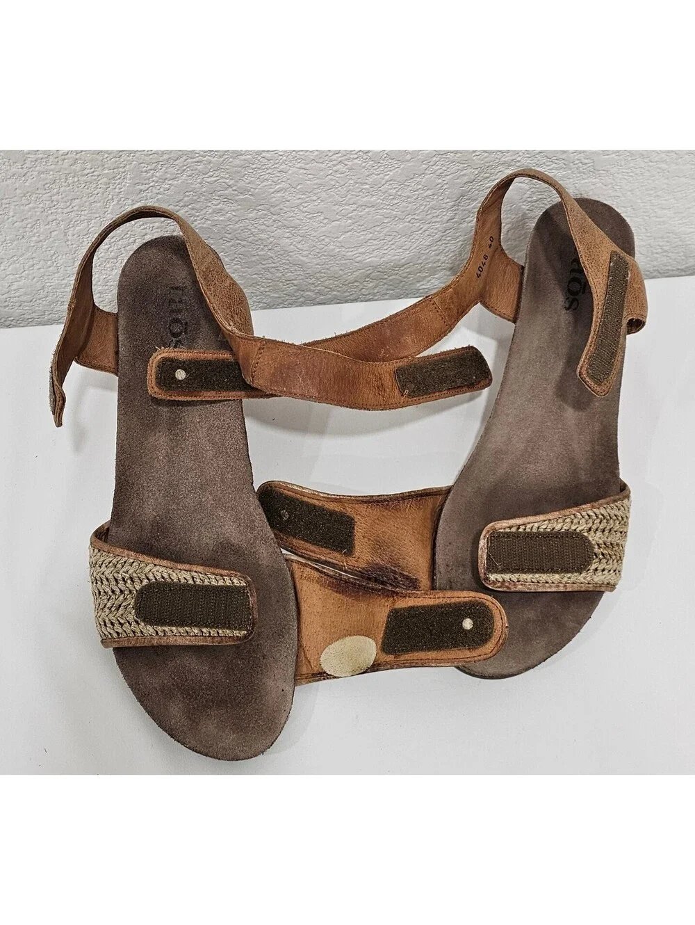 Taos Festival Women’s EU 40 US 9-9.5 Brown Leather Woven Wedge Sandals